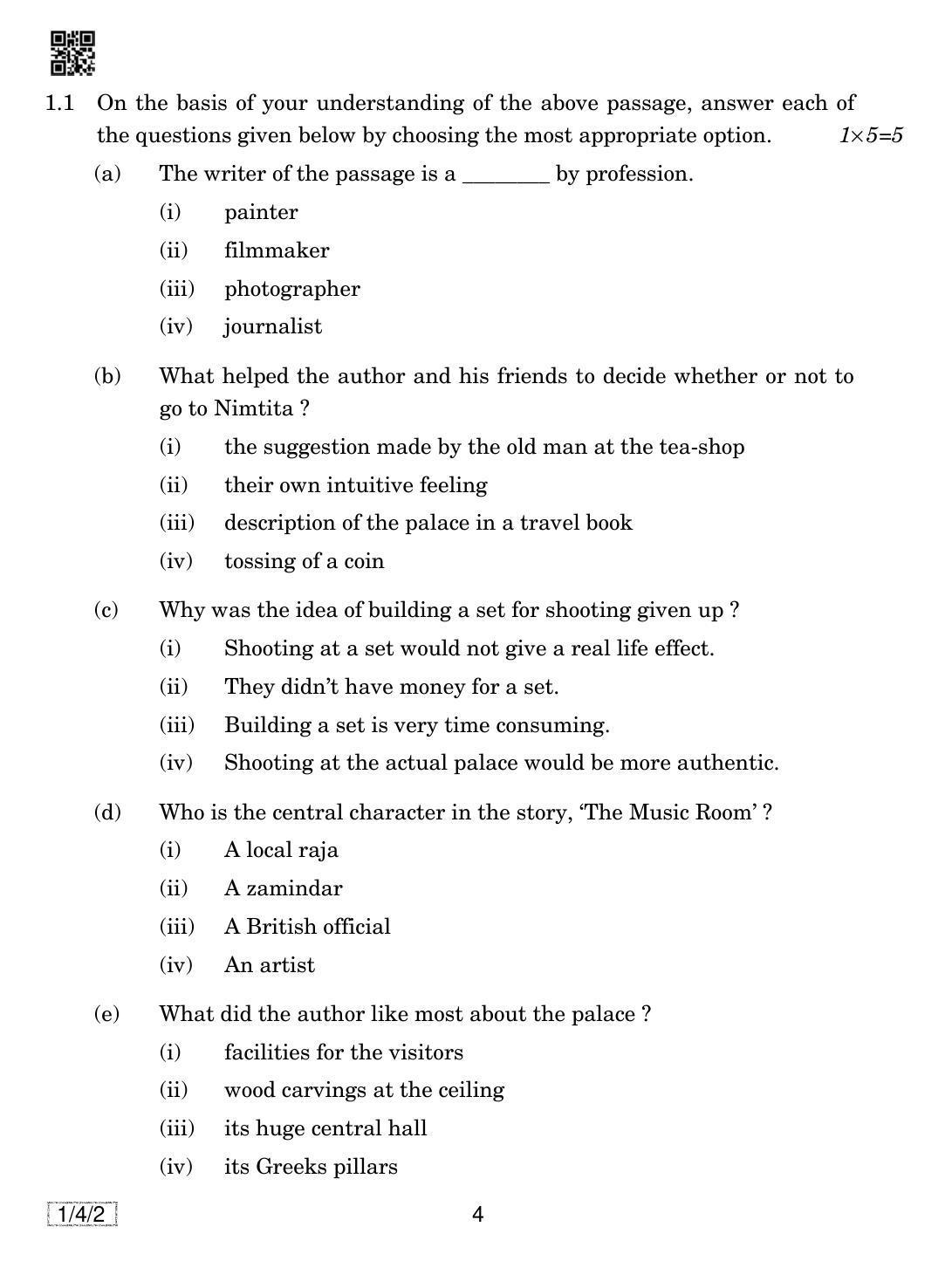 CBSE Class 12 1-4-2 English Core 2019 Question Paper - Page 4