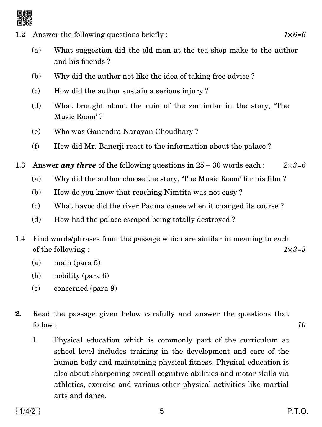 CBSE Class 12 1-4-2 English Core 2019 Question Paper - Page 5