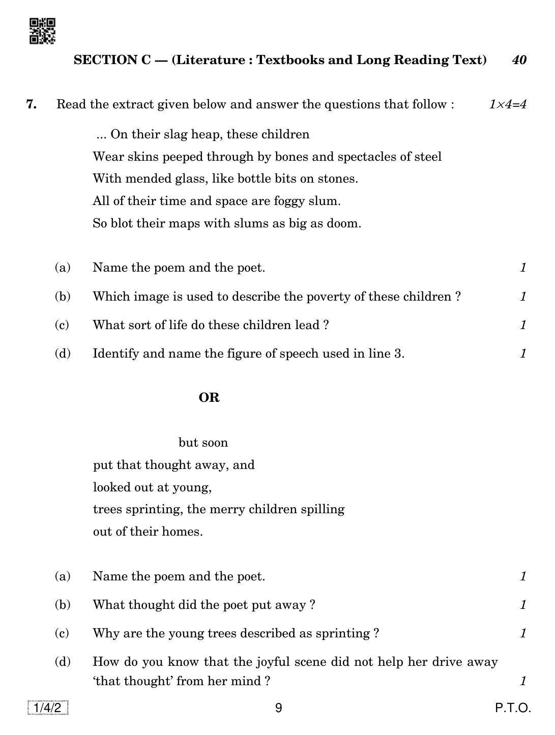 CBSE Class 12 1-4-2 English Core 2019 Question Paper - Page 9