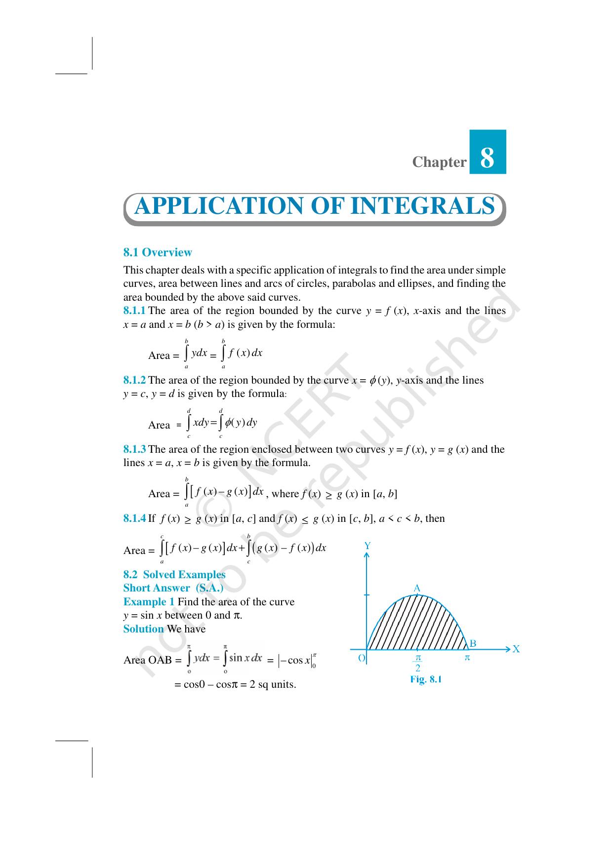 NCERT Exemplar Class 12: Mathematics Unit 8 (Application Of Integrals) - Page 1