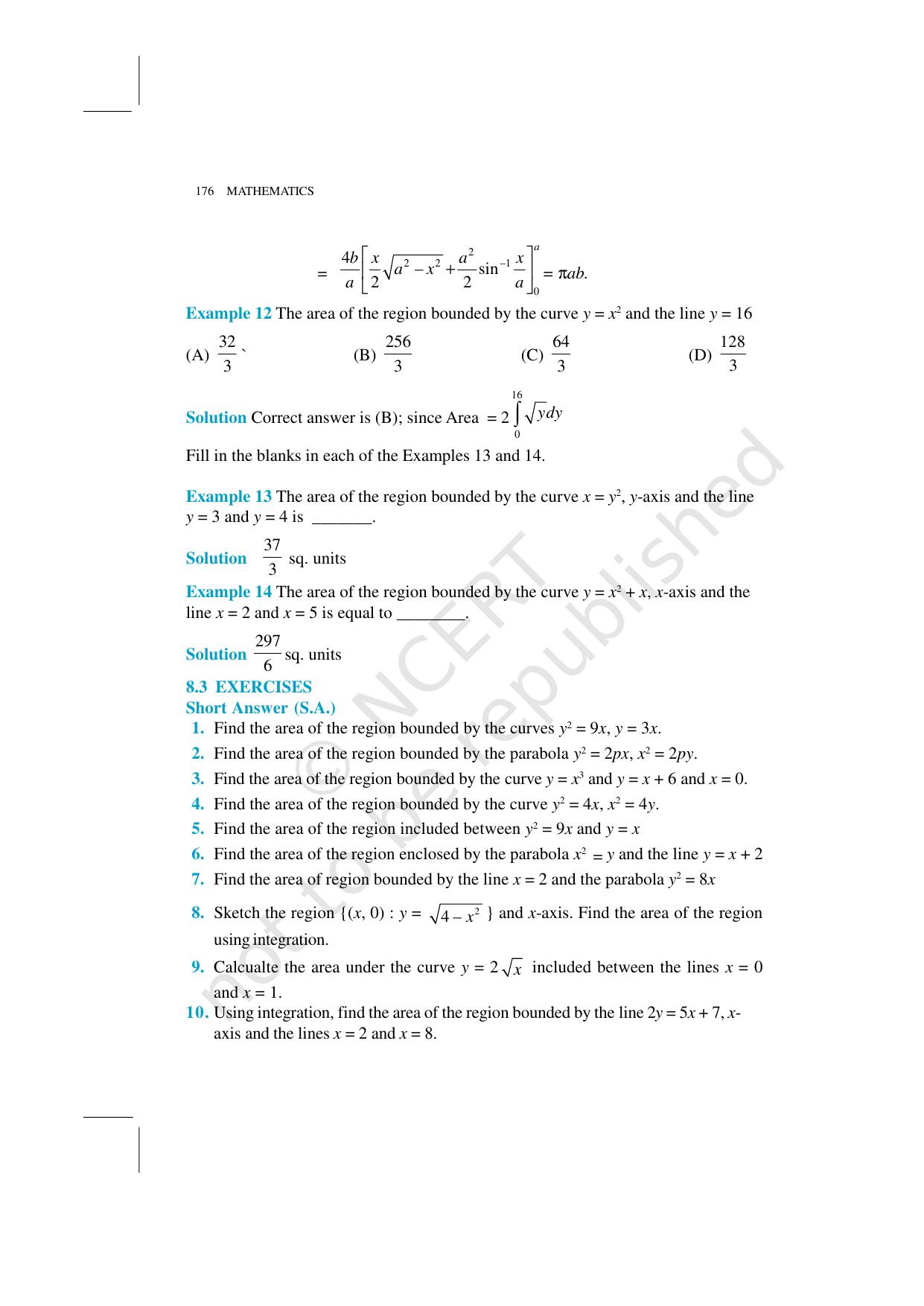 NCERT Exemplar Class 12: Mathematics Unit 8 (Application Of Integrals) - Page 7