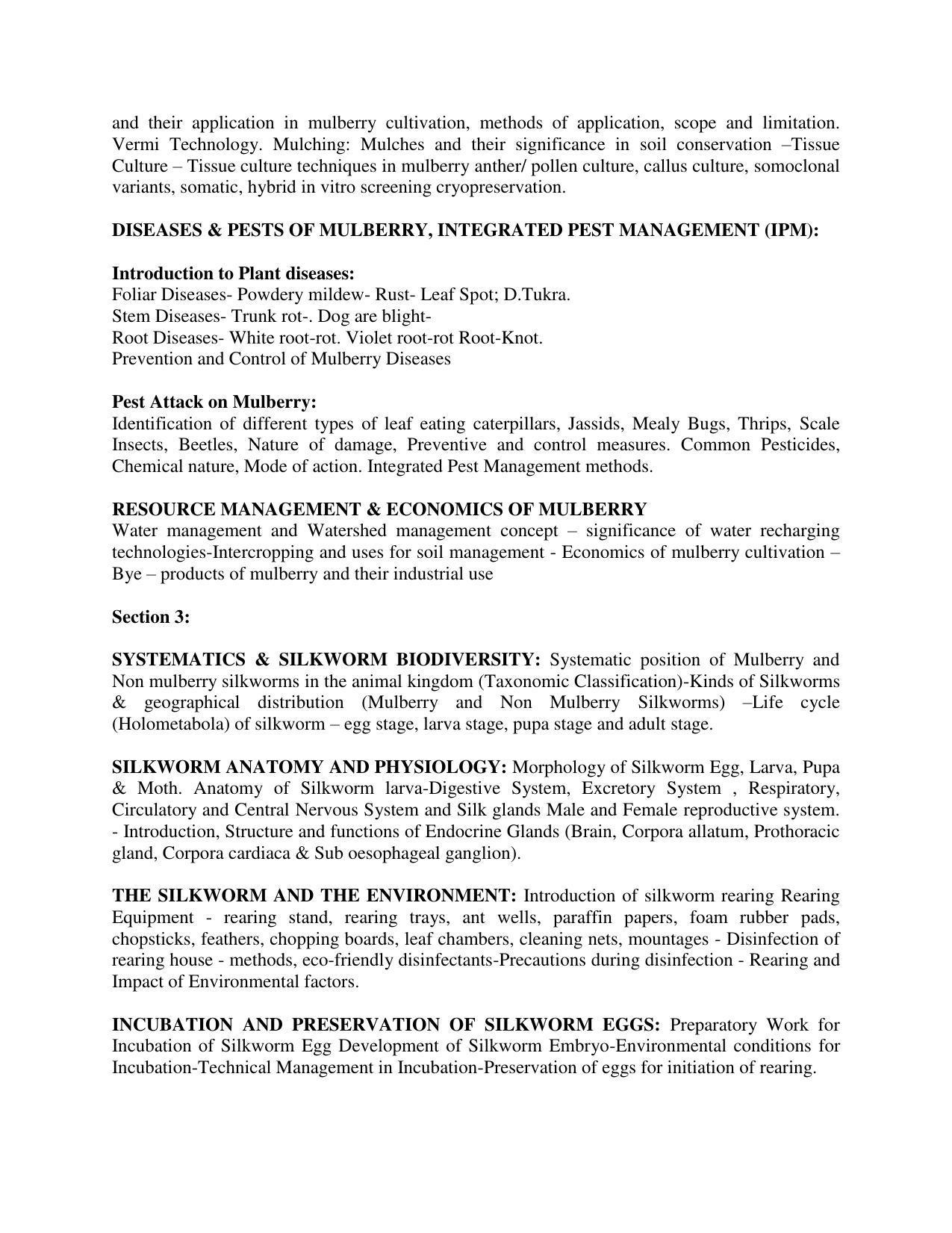 AP PGCET SERICULTURE Syllabus - Page 2