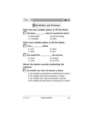 UIEO Sample Paper for Class 8