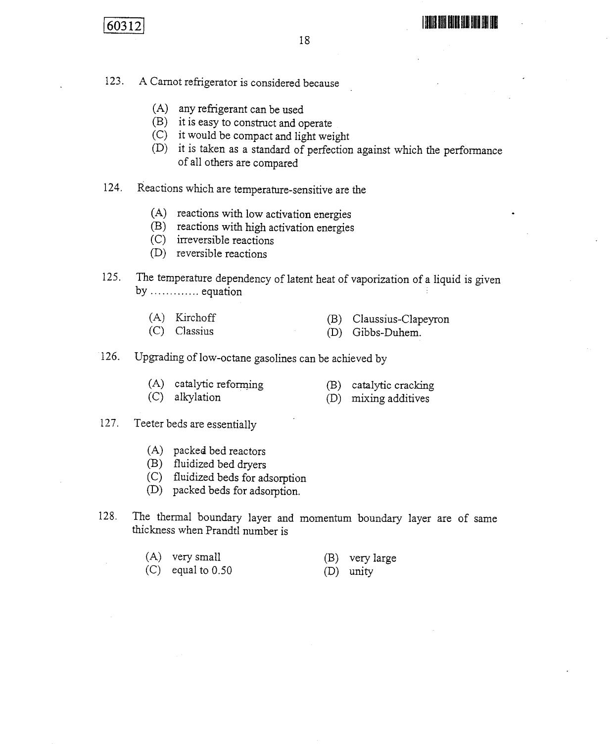 CUSAT CAT 2012 Chemical engg Question Paper - Page 19