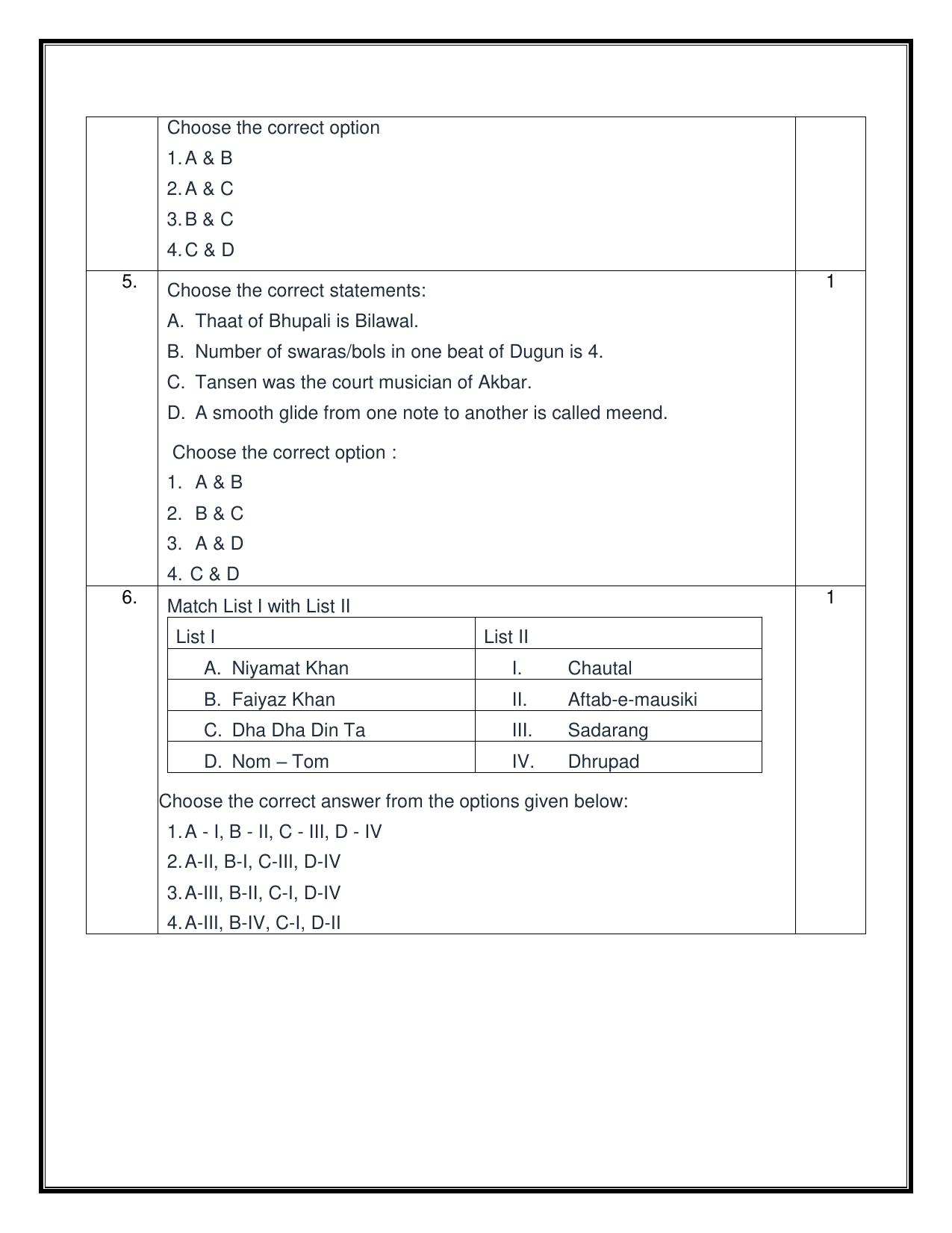 CBSE Class 10 Hindustani Music (Vocal) Sample Paper 2025 - Page 2