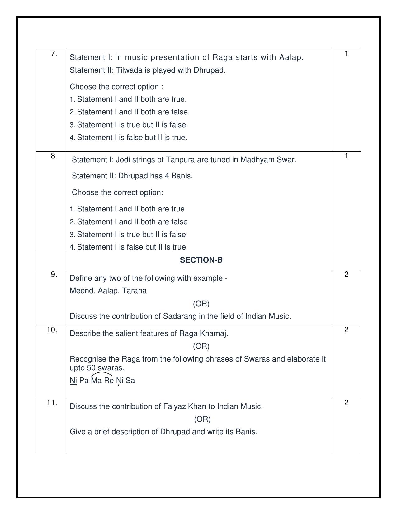 CBSE Class 10 Hindustani Music (Vocal) Sample Paper 2025 - Page 3