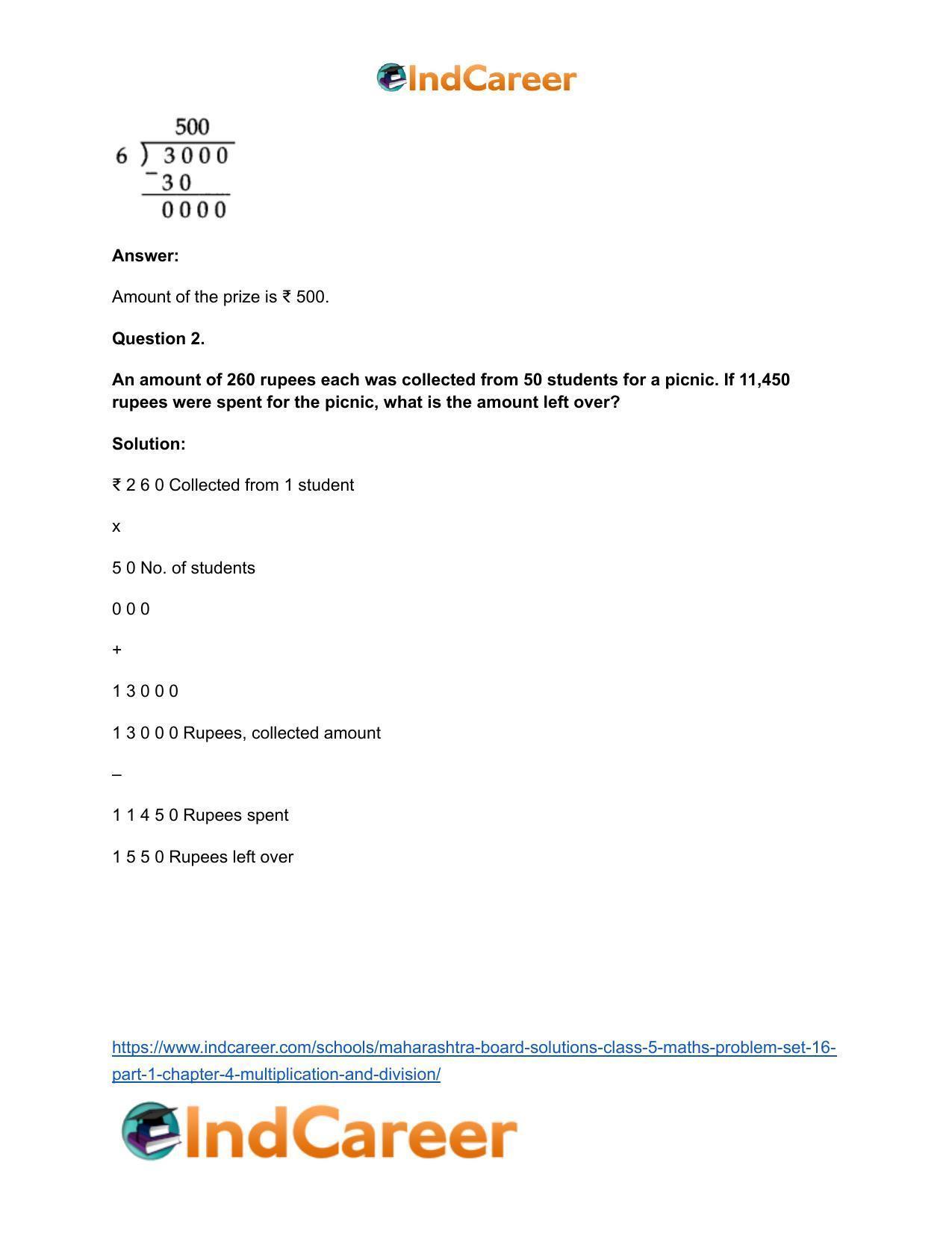 Maharashtra Board Solutions Class 5-Maths (Problem Set 16) - Part 1: Chapter 4- Multiplication and Division - Page 3