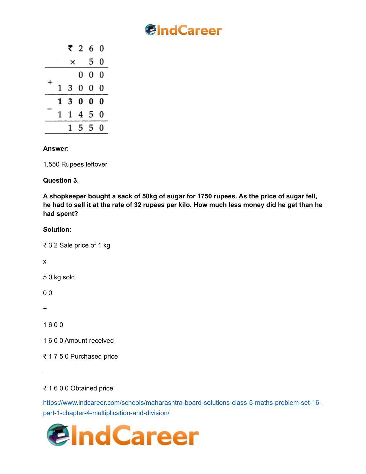 Maharashtra Board Solutions Class 5-Maths (Problem Set 16) - Part 1: Chapter 4- Multiplication and Division - Page 4