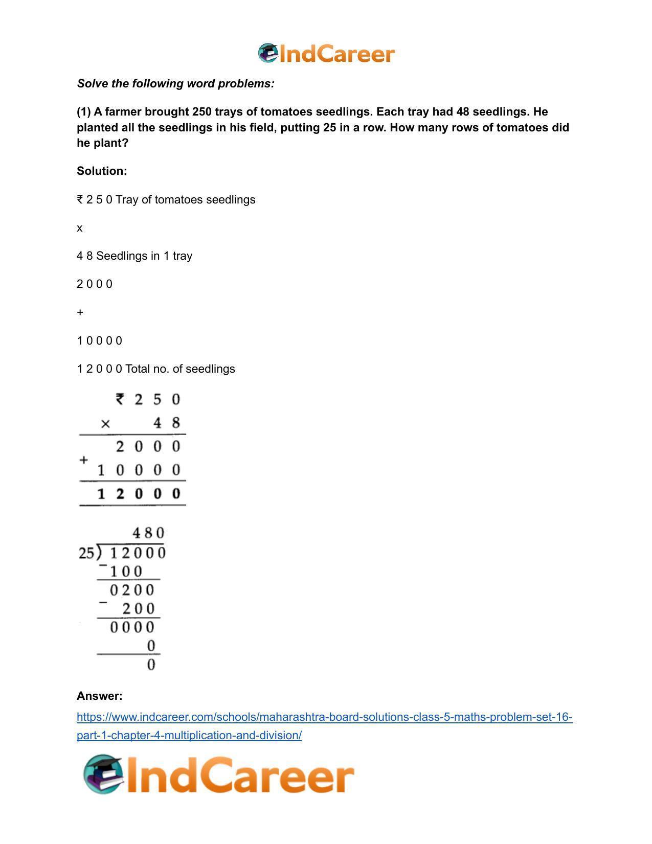 Maharashtra Board Solutions Class 5-Maths (Problem Set 16) - Part 1: Chapter 4- Multiplication and Division - Page 8