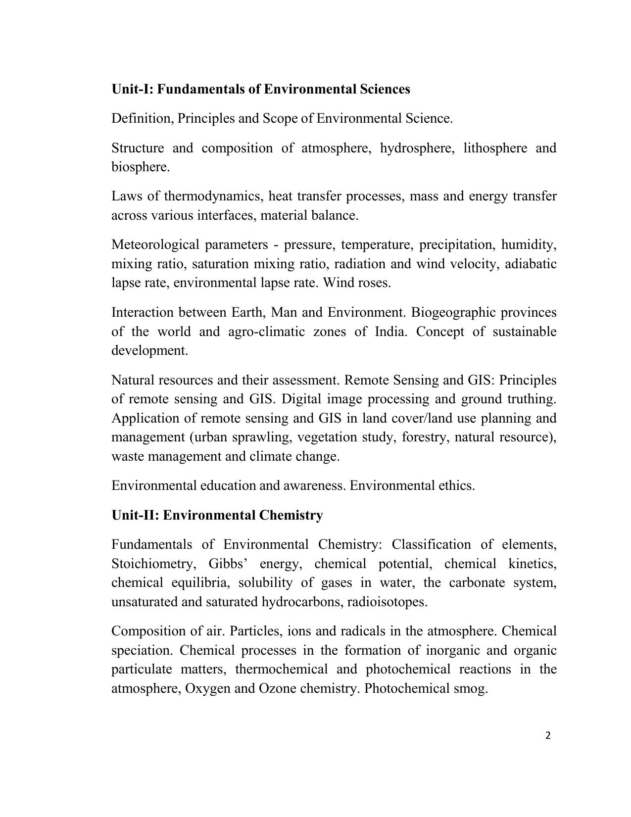 TNSET Syllabus - Environmental Sciences - Page 2