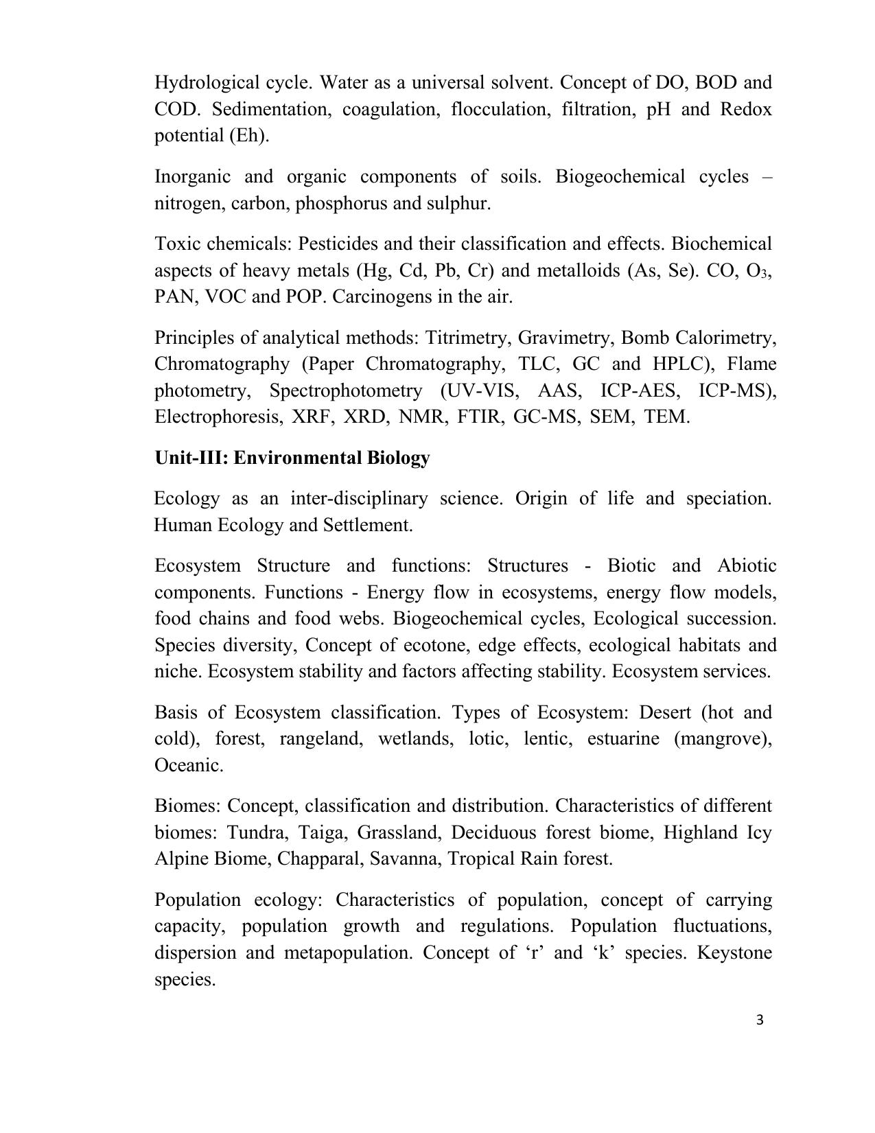TNSET Syllabus - Environmental Sciences - Page 3