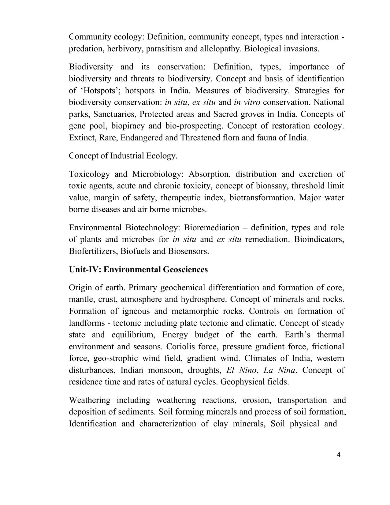 TNSET Syllabus - Environmental Sciences - Page 4