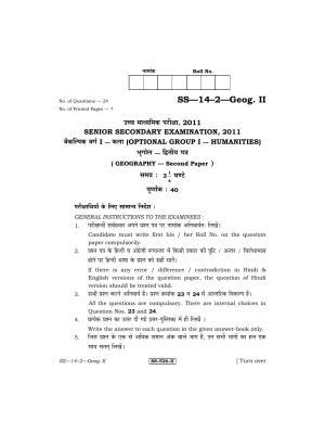 RBSE Class 12 Geography - II 2011 Question Paper