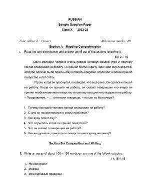 CBSE Class 10 Russian Sample Papers 2023