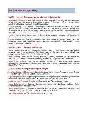 GATE Geomatics Engineering Syllabus
