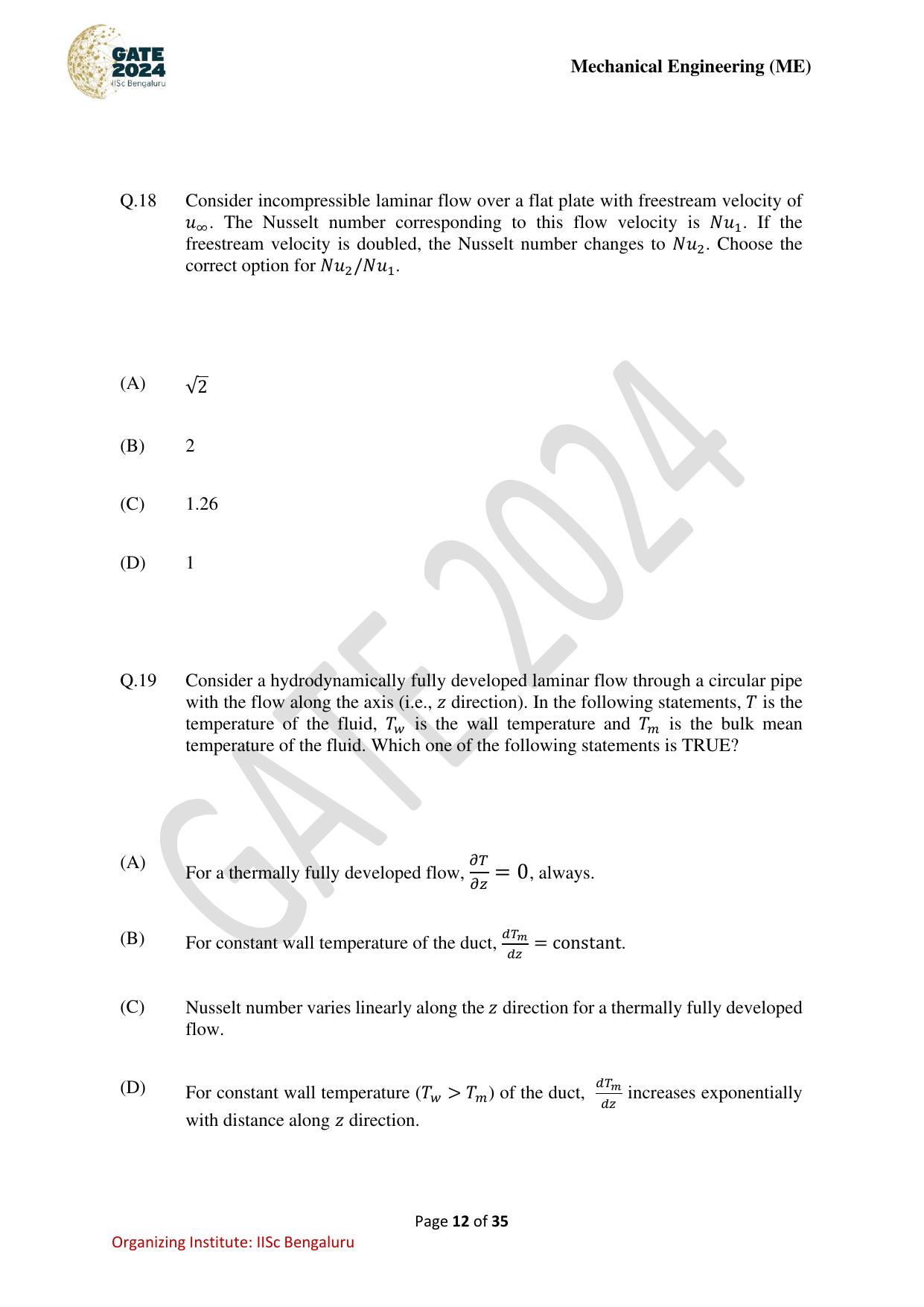 GATE 2024 Mechanical Engineering (ME) Question Paper - Page 12