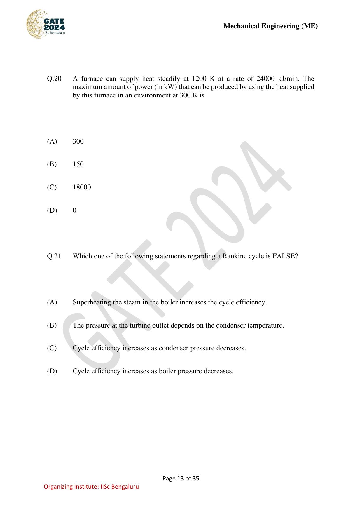 GATE 2024 Mechanical Engineering (ME) Question Paper - Page 13
