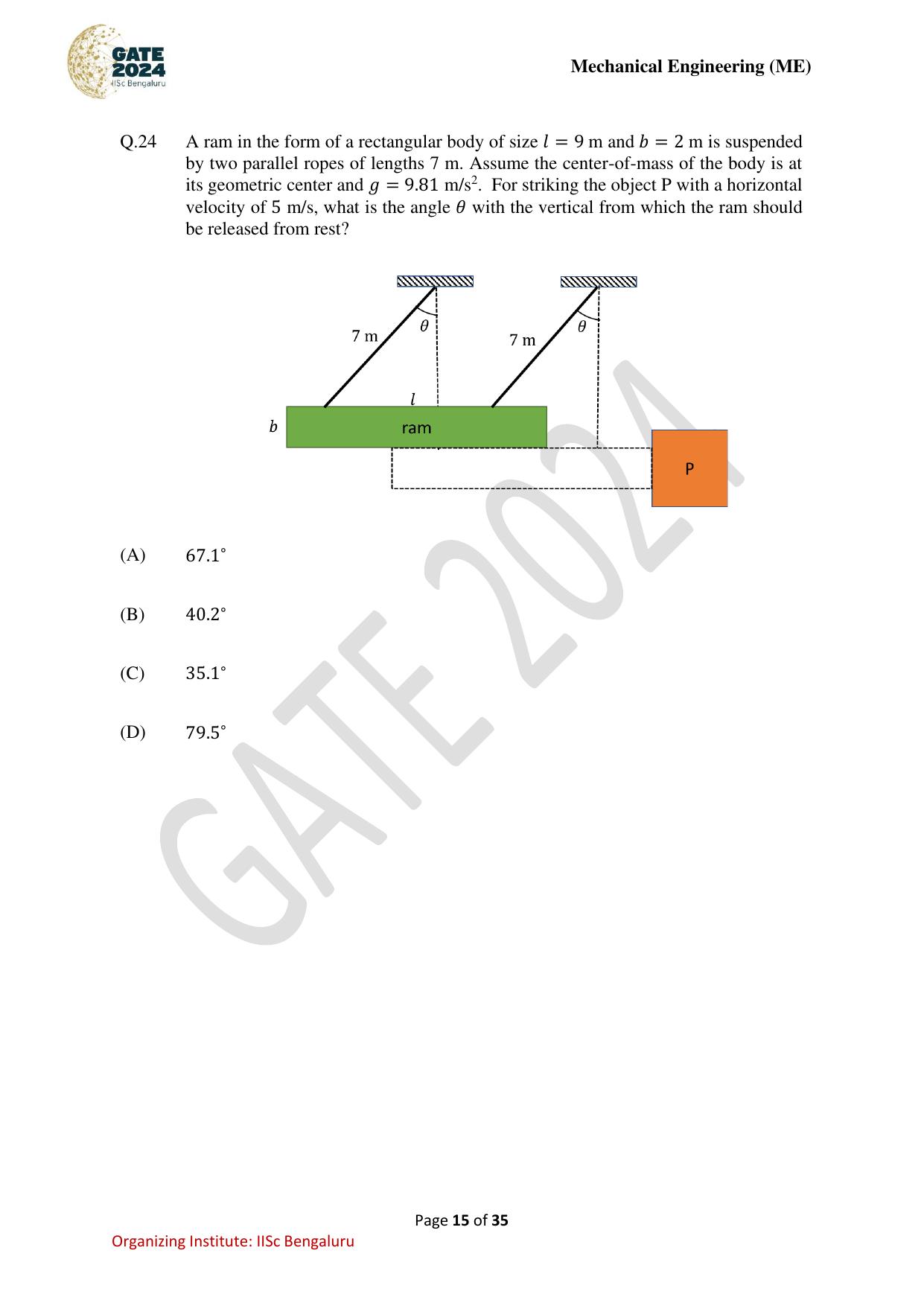 GATE 2024 Mechanical Engineering (ME) Question Paper - Page 15