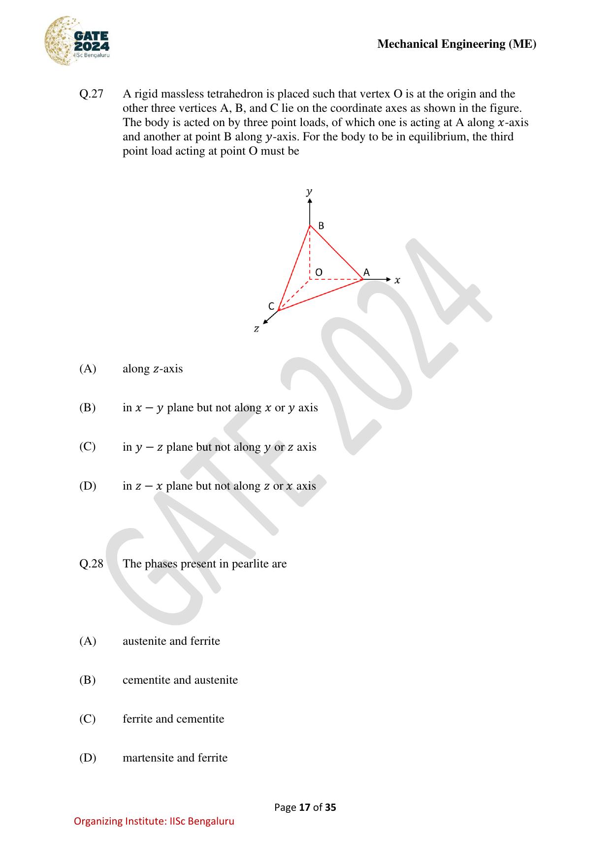 GATE 2024 Mechanical Engineering (ME) Question Paper - Page 17