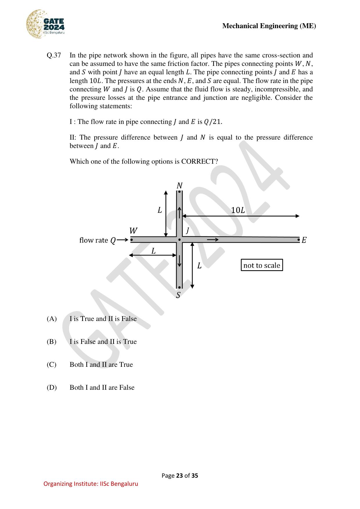 GATE 2024 Mechanical Engineering (ME) Question Paper - Page 23