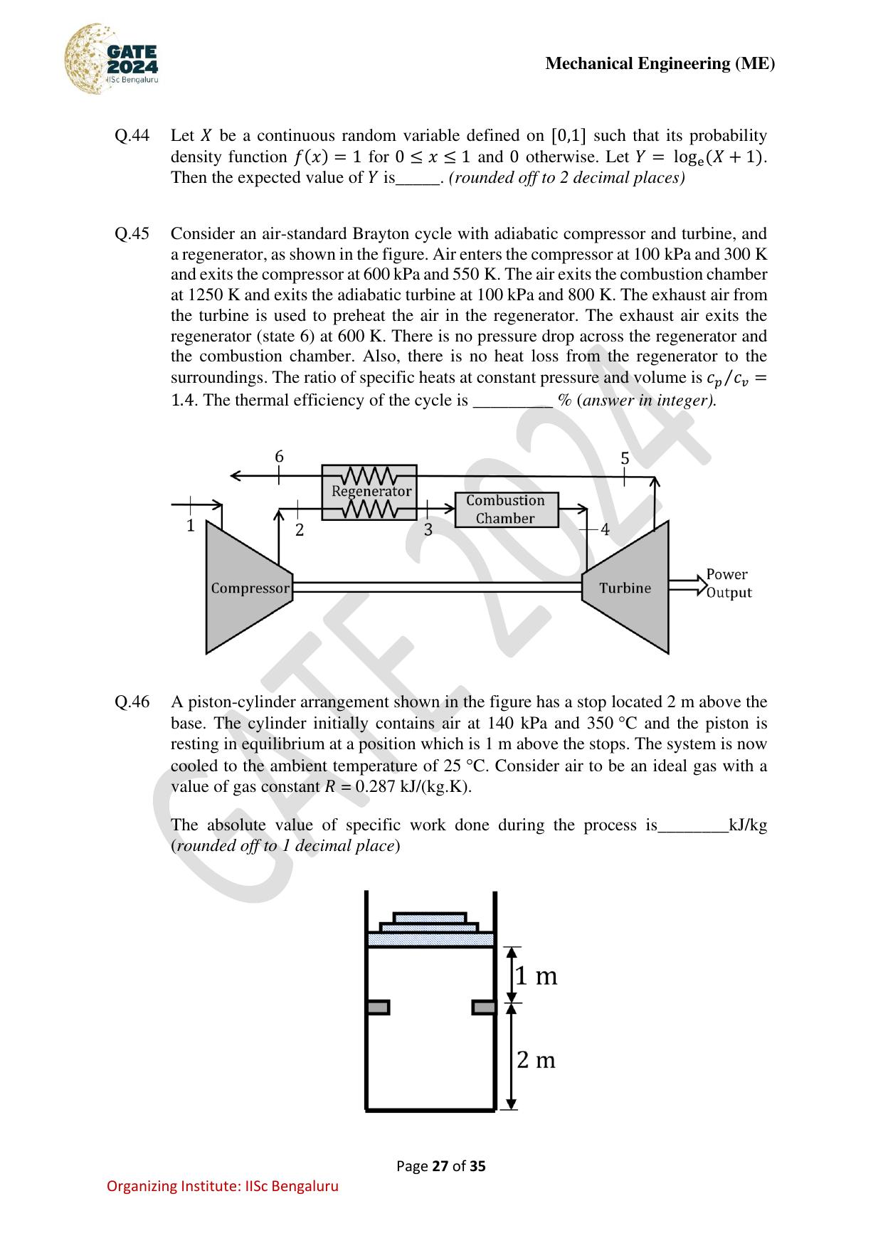 GATE 2024 Mechanical Engineering (ME) Question Paper - Page 27