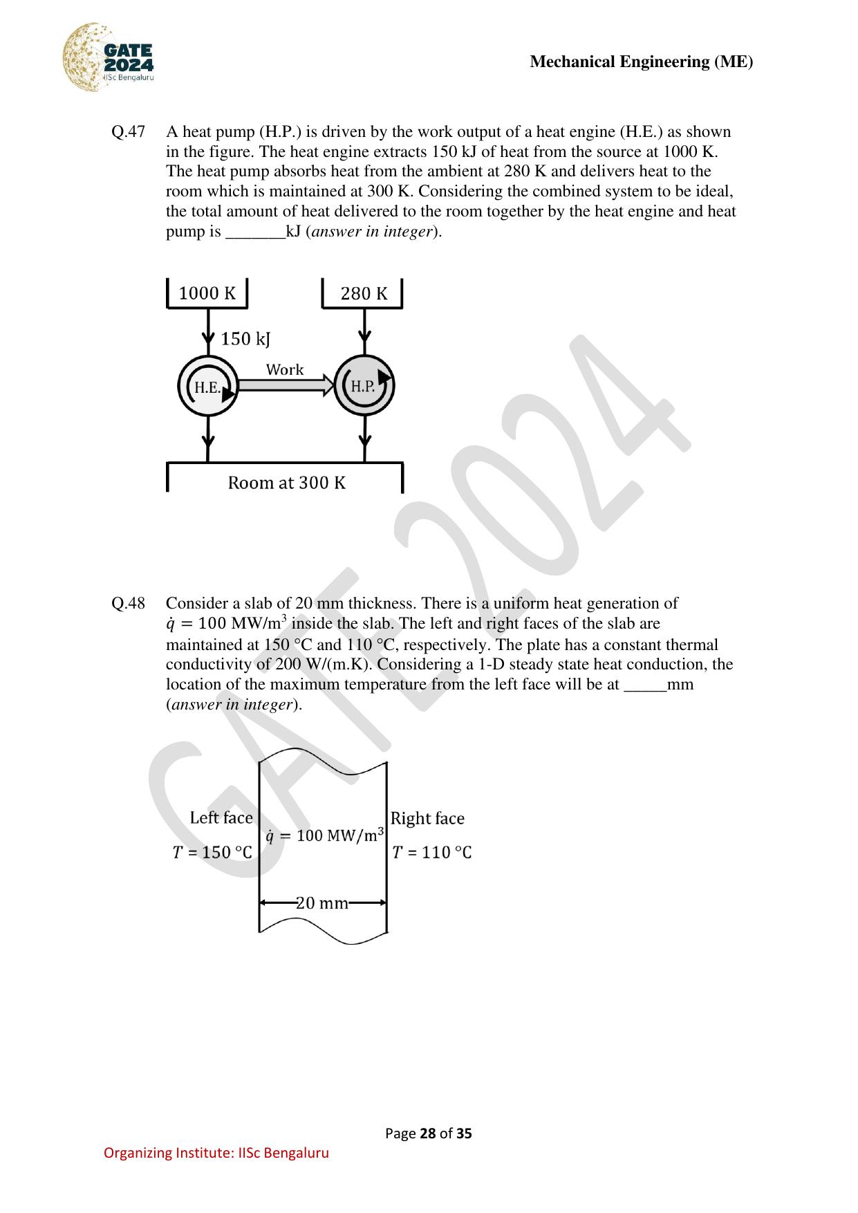 GATE 2024 Mechanical Engineering (ME) Question Paper - Page 28