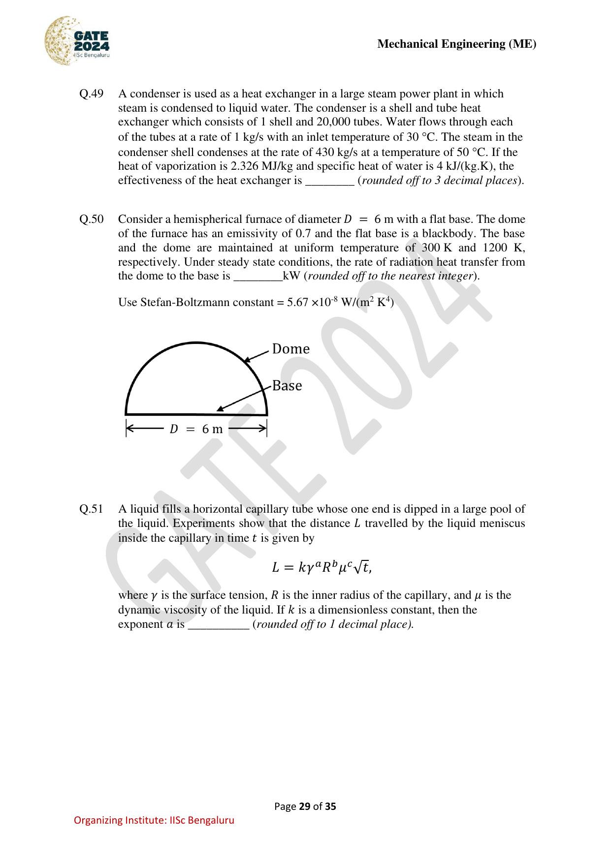 GATE 2024 Mechanical Engineering (ME) Question Paper - Page 29