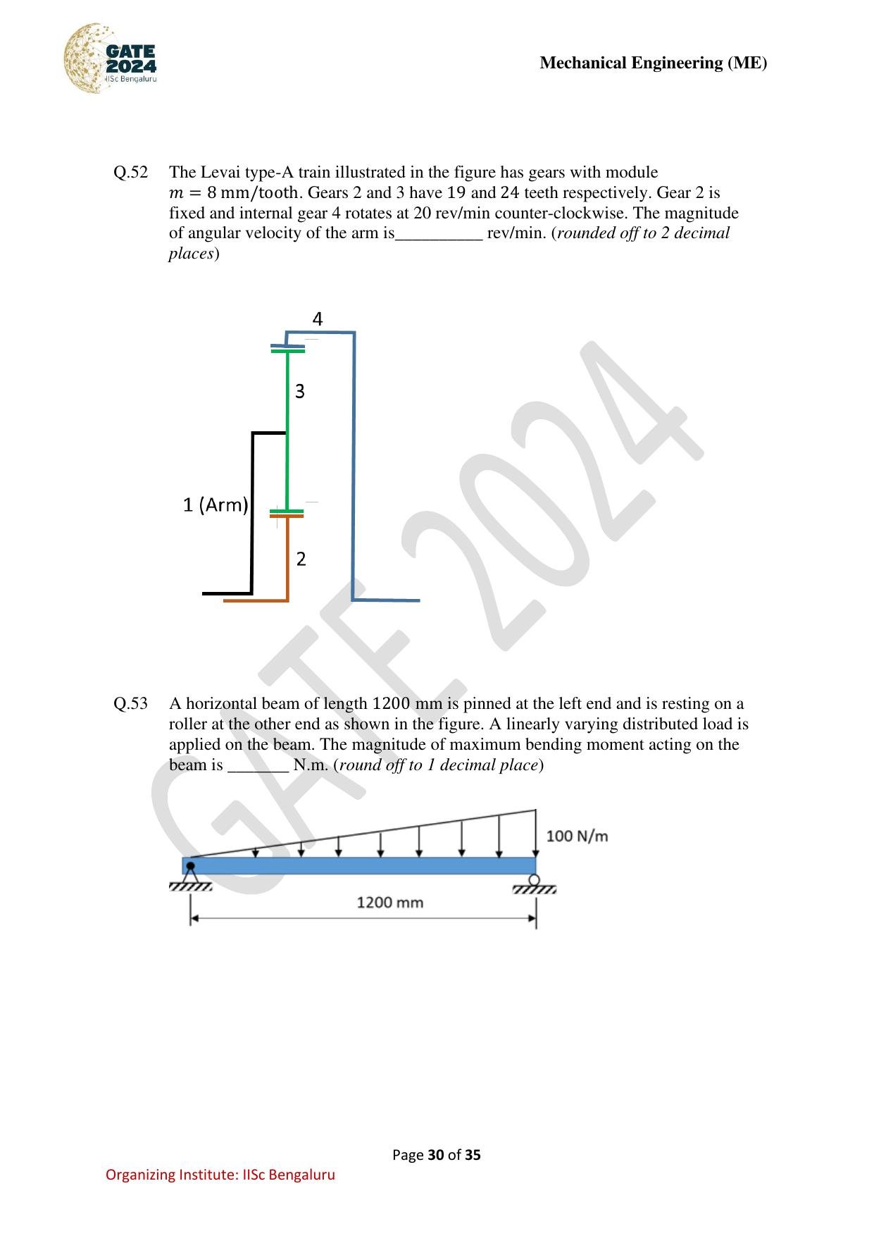 GATE 2024 Mechanical Engineering (ME) Question Paper - Page 30