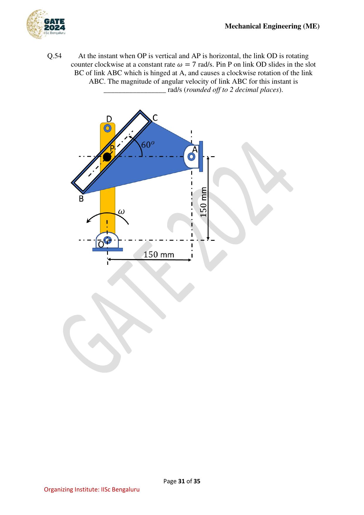 GATE 2024 Mechanical Engineering (ME) Question Paper - Page 31