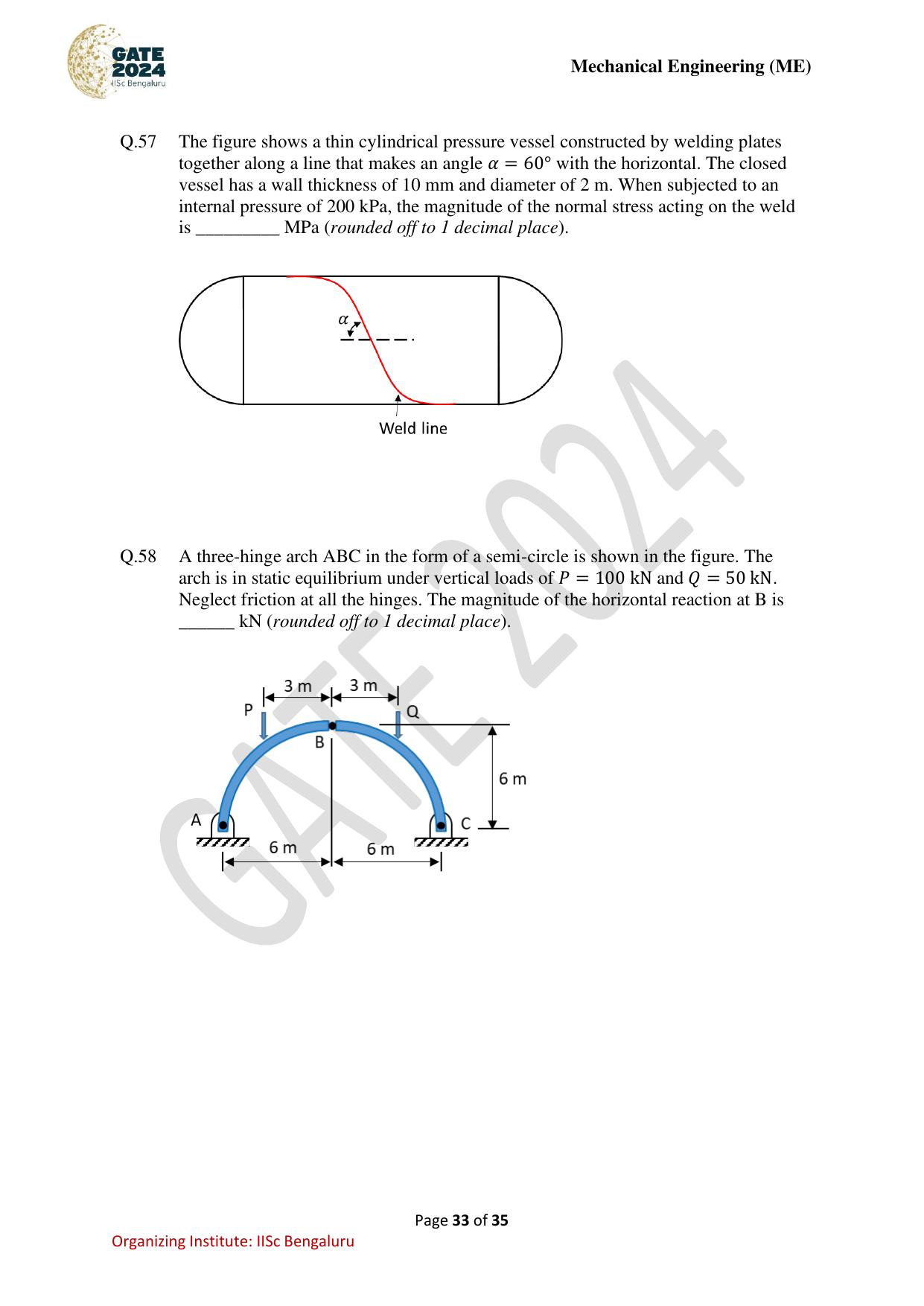 GATE 2024 Mechanical Engineering (ME) Question Paper - Page 33