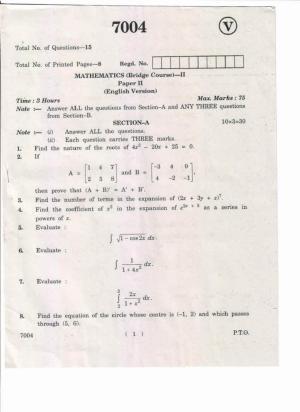 AP Inter 2nd Year Mathematics(Bridge Course)-II May-2019-Vocational Question Paper