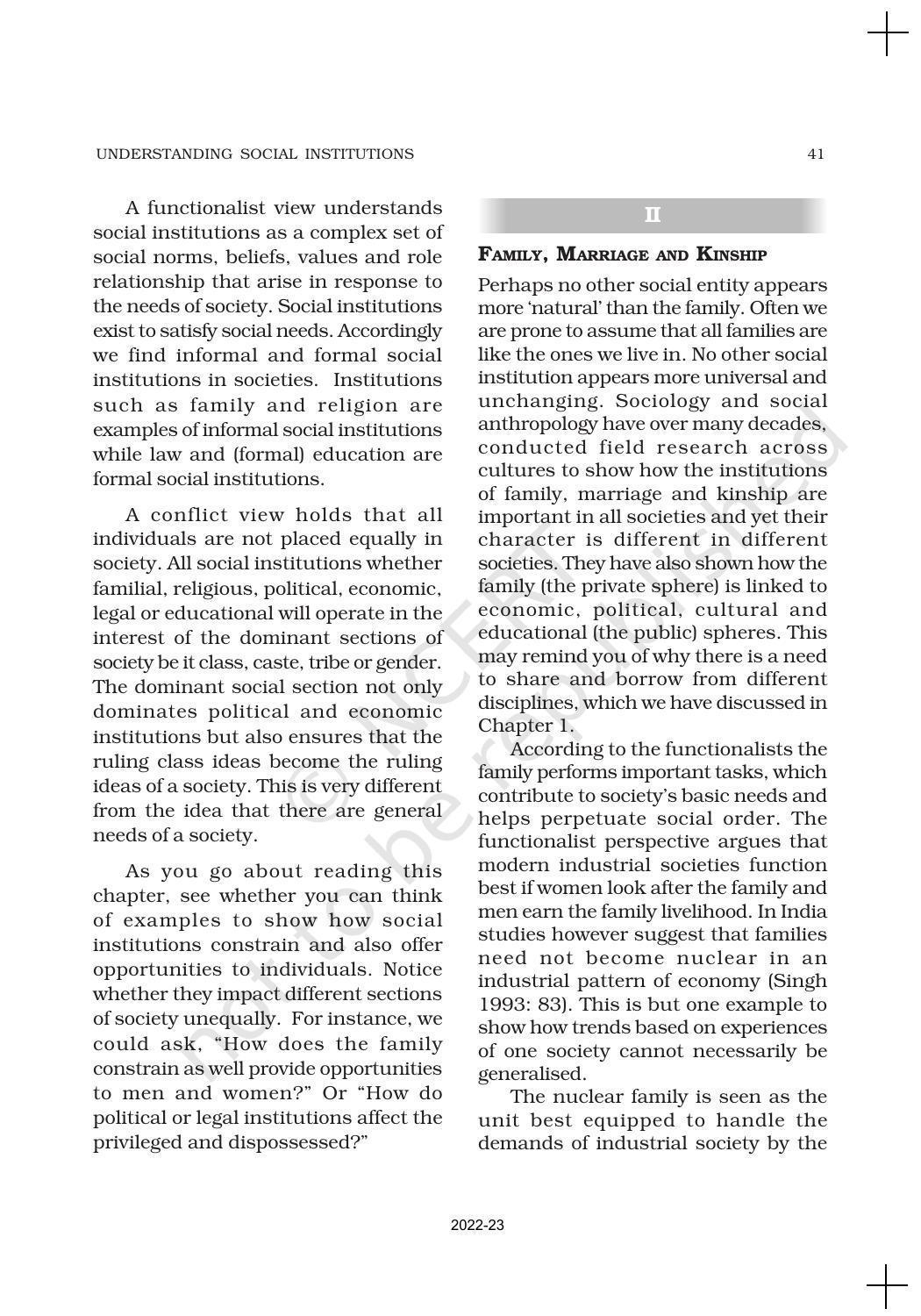 NCERT Book for Class 11 Sociology (Part-I) Chapter 3 Understanding Social Institutions - Page 2