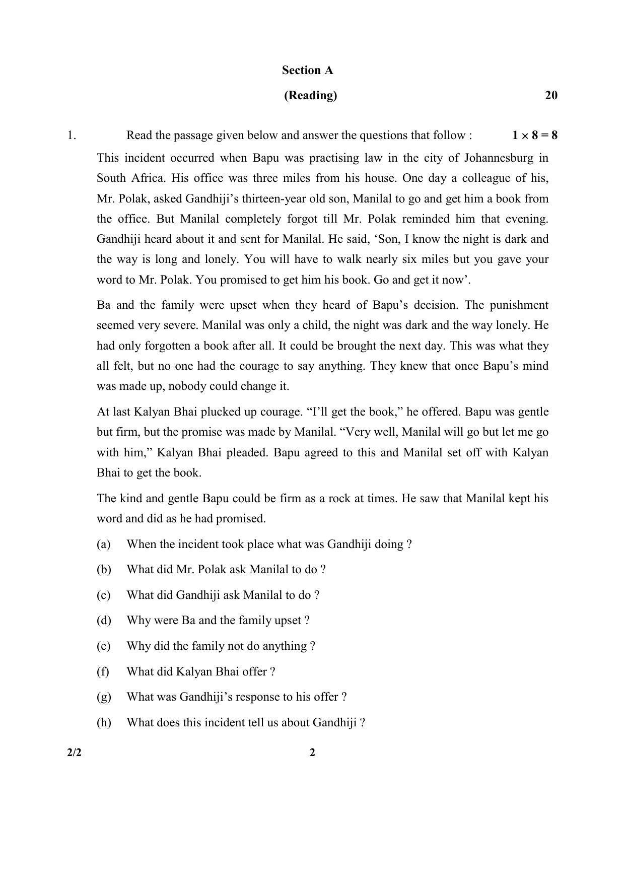 CBSE Class 10 2-2 English (Language And Literature) 2017-comptt Question Paper - Page 2