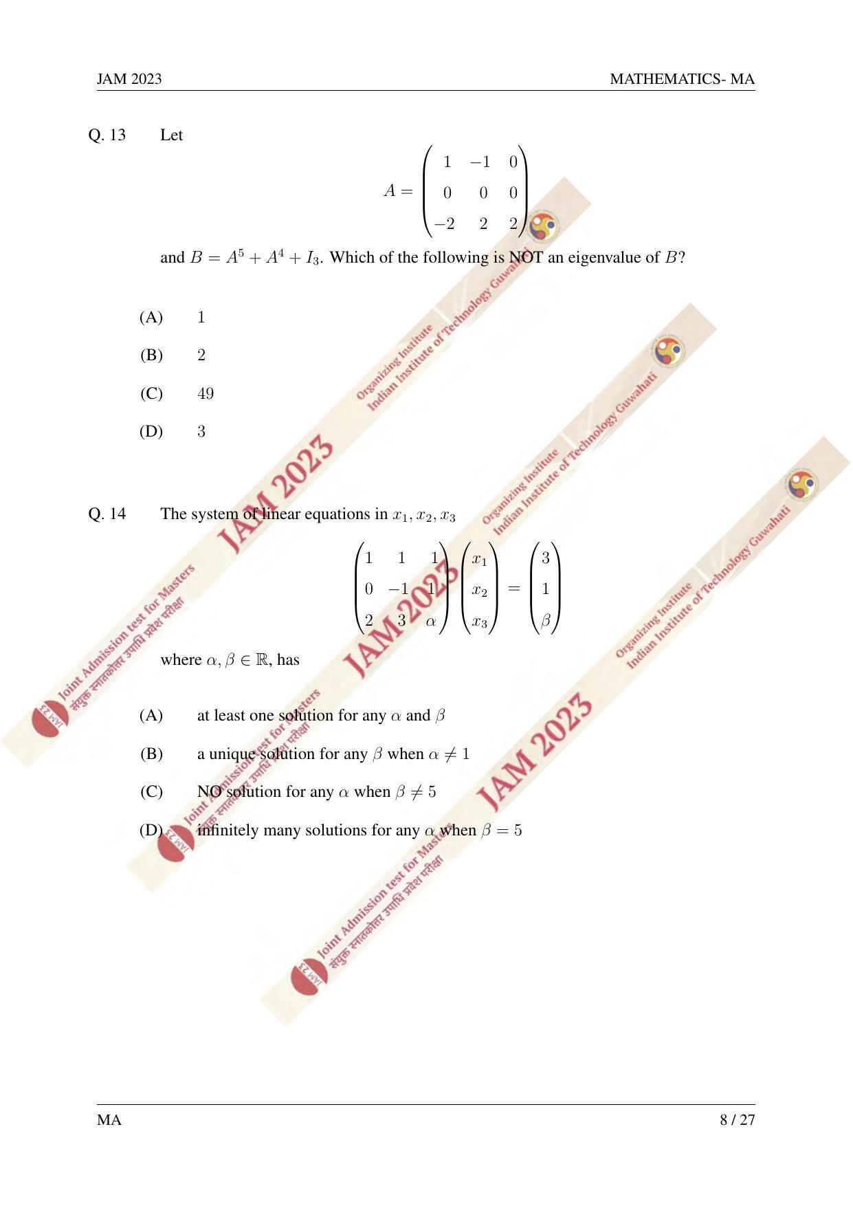 JAM 2023: MA Question Paper - Page 7