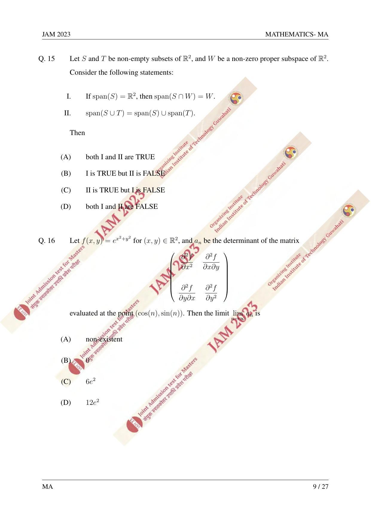 JAM 2023: MA Question Paper - Page 8