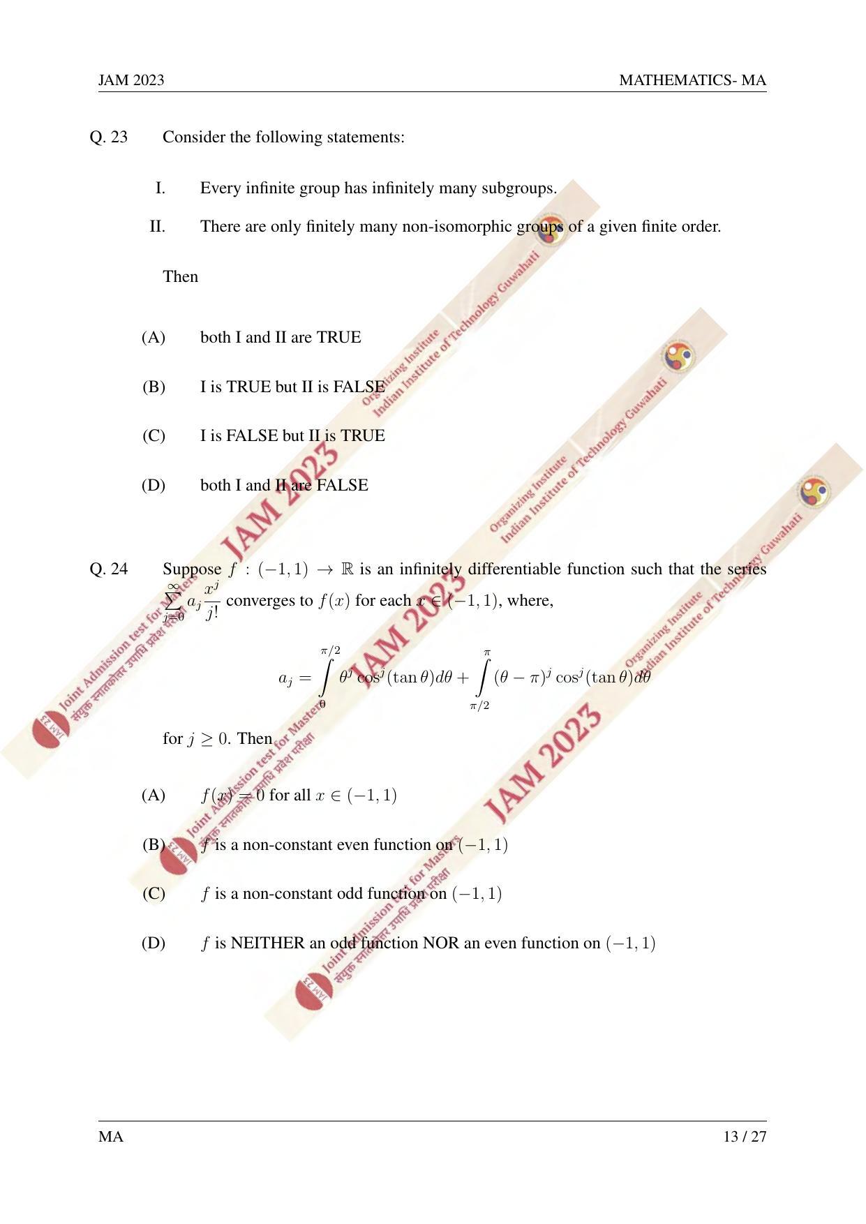 JAM 2023: MA Question Paper - Page 12
