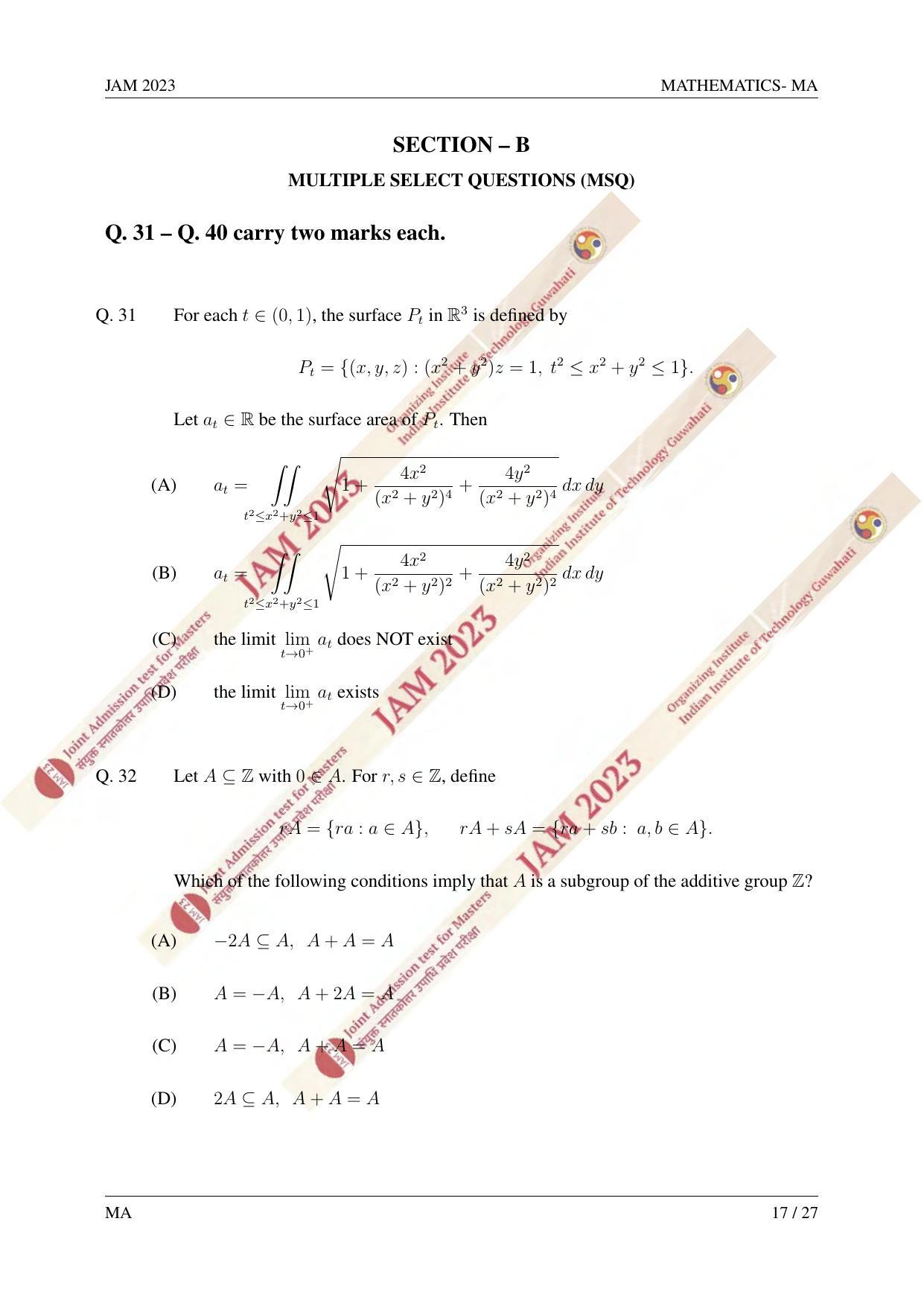 JAM 2023: MA Question Paper - Page 16