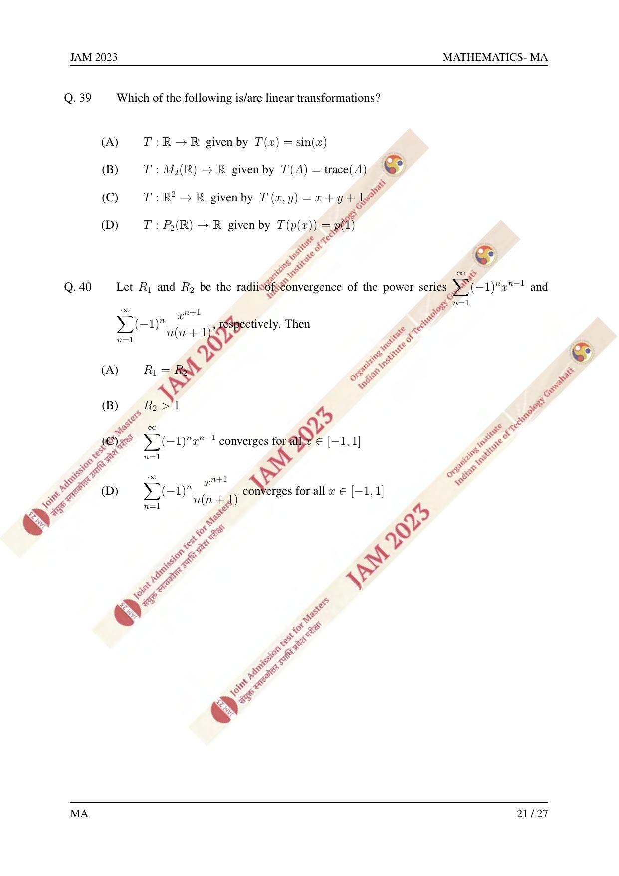 JAM 2023: MA Question Paper - Page 20