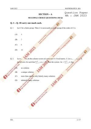 JAM 2023: MA Question Paper