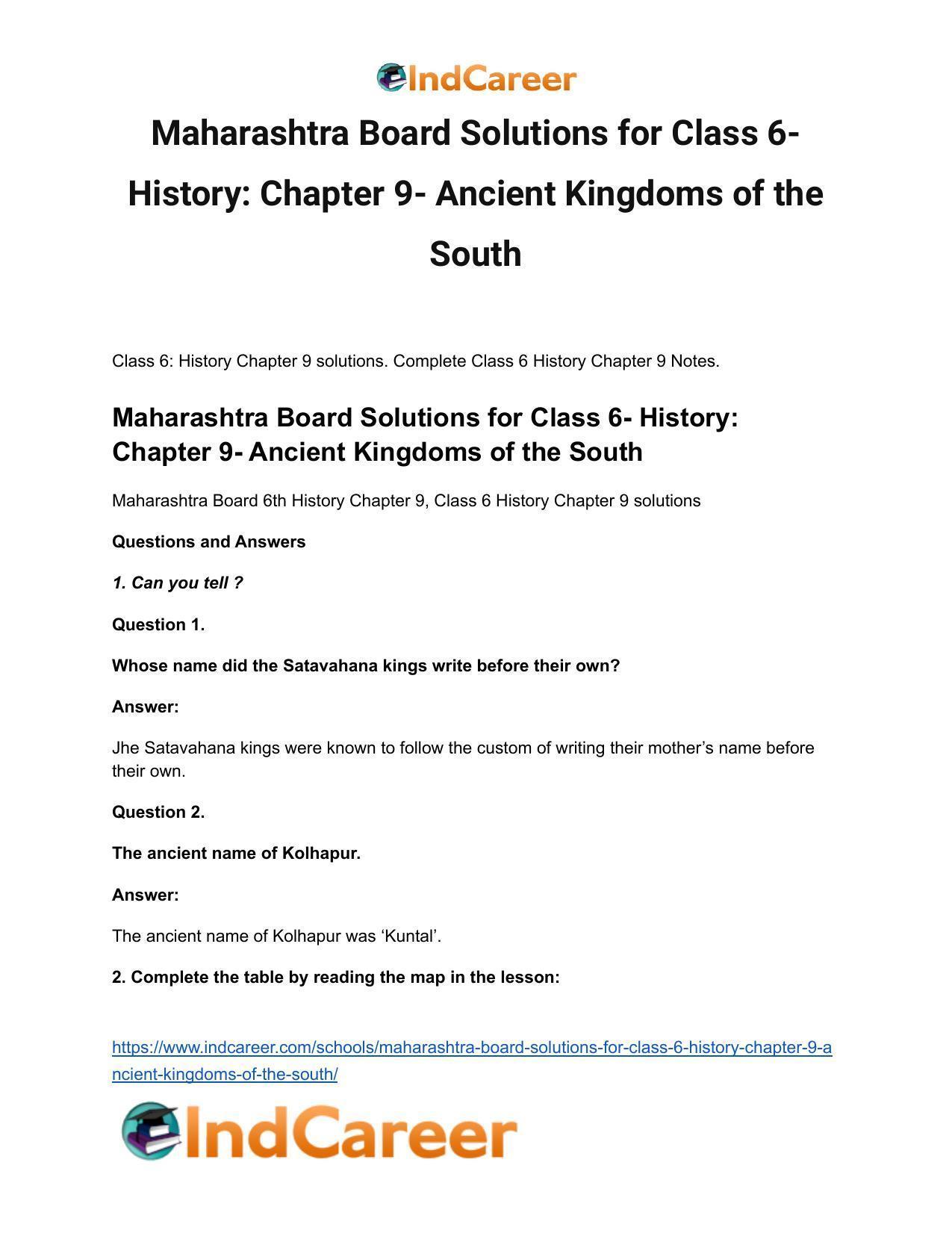 Maharashtra Board Solutions for Class 6- History: Chapter 9- Ancient Kingdoms of the South - Page 2