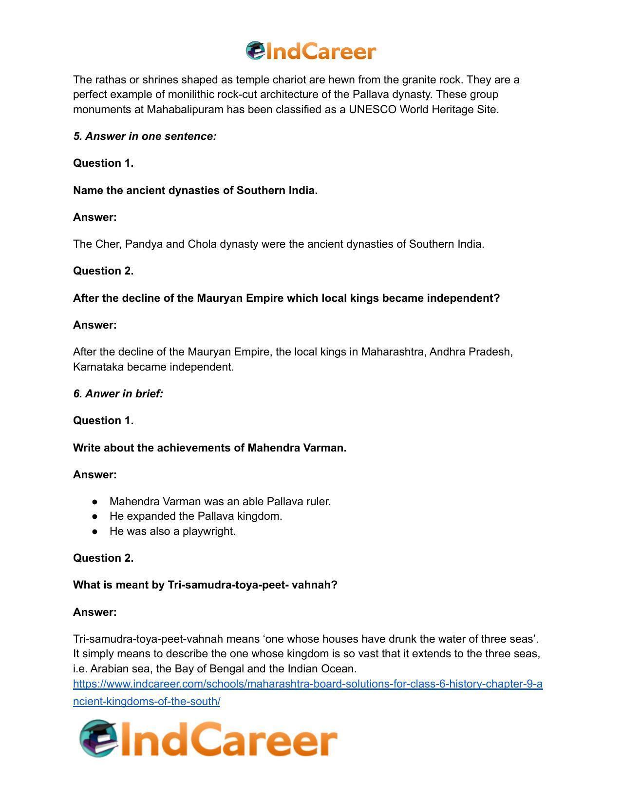 Maharashtra Board Solutions for Class 6- History: Chapter 9- Ancient Kingdoms of the South - Page 6