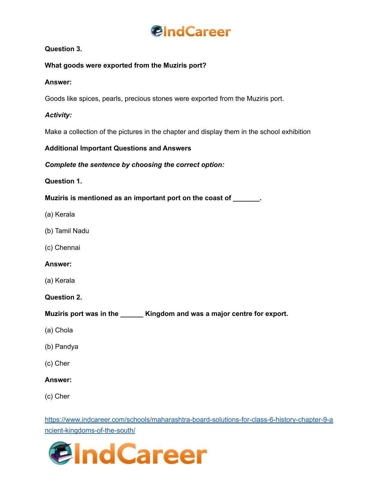 Maharashtra Board Solutions for Class 6- History: Chapter 9- Ancient Kingdoms of the South - Page 7