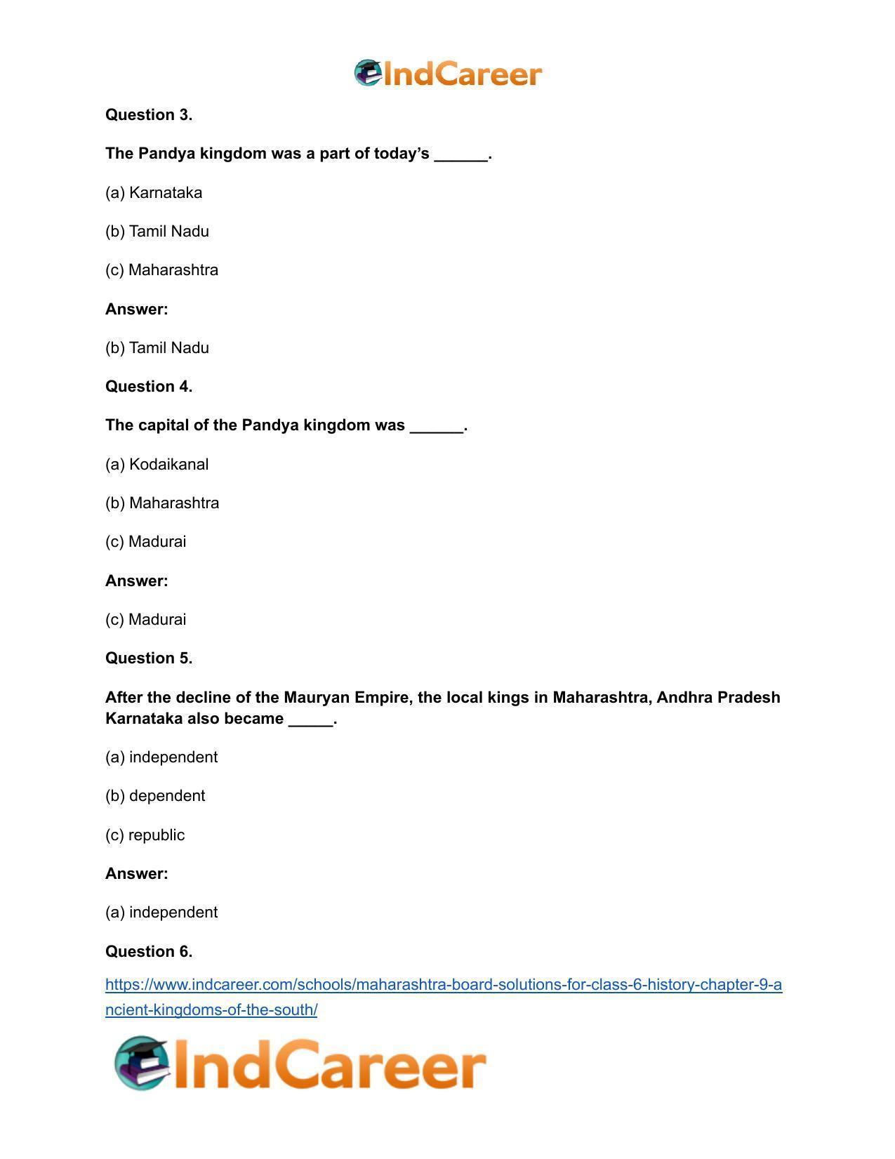 Maharashtra Board Solutions for Class 6- History: Chapter 9- Ancient Kingdoms of the South - Page 8