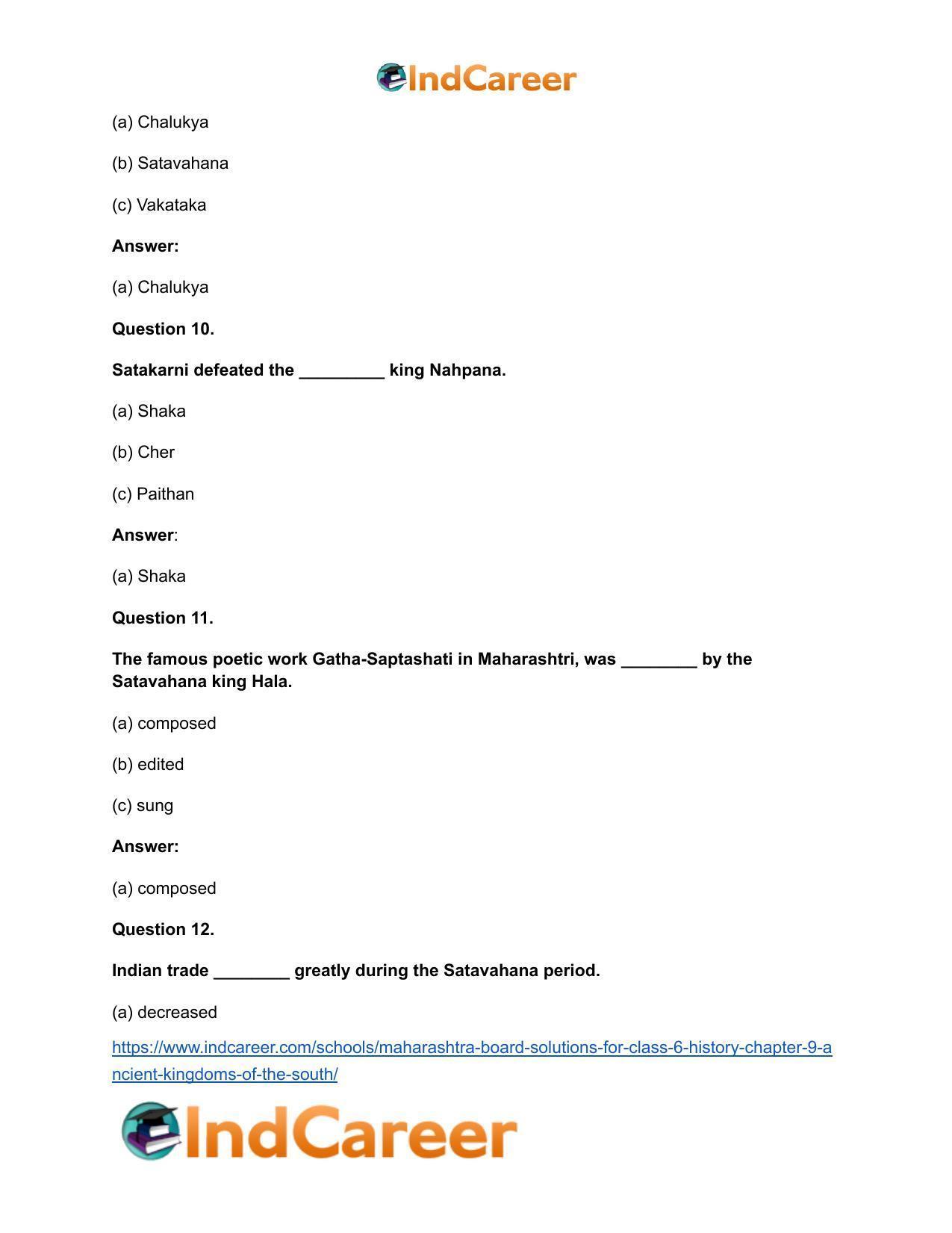 Maharashtra Board Solutions for Class 6- History: Chapter 9- Ancient Kingdoms of the South - Page 10