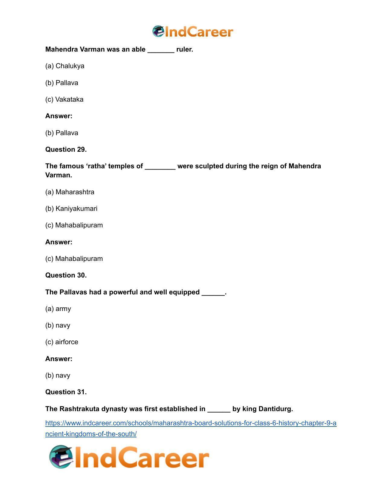 Maharashtra Board Solutions for Class 6- History: Chapter 9- Ancient Kingdoms of the South - Page 16