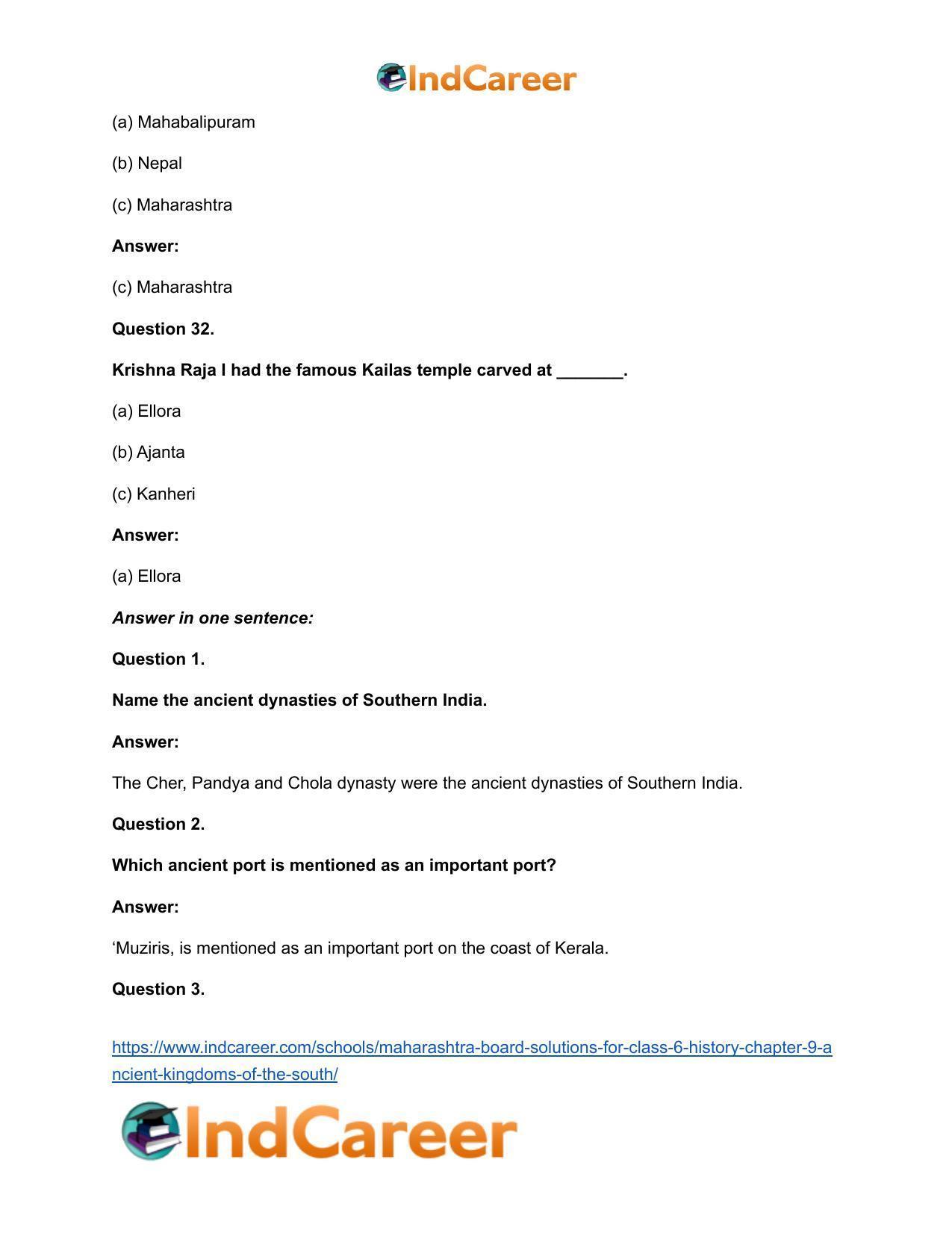 Maharashtra Board Solutions for Class 6- History: Chapter 9- Ancient Kingdoms of the South - Page 17