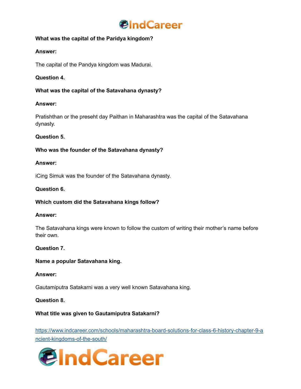 Maharashtra Board Solutions for Class 6- History: Chapter 9- Ancient Kingdoms of the South - Page 18