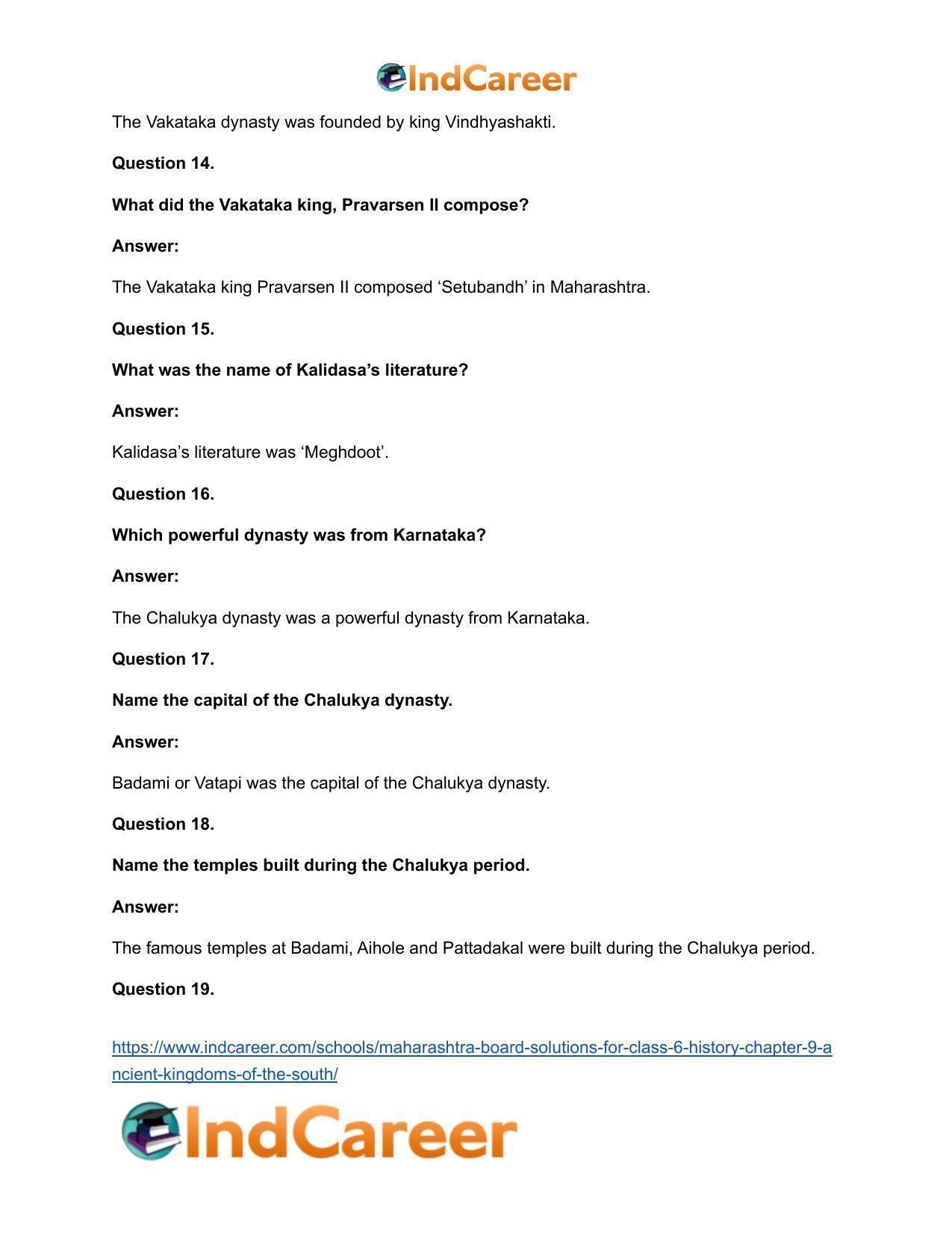 Maharashtra Board Solutions for Class 6- History: Chapter 9- Ancient Kingdoms of the South - Page 20