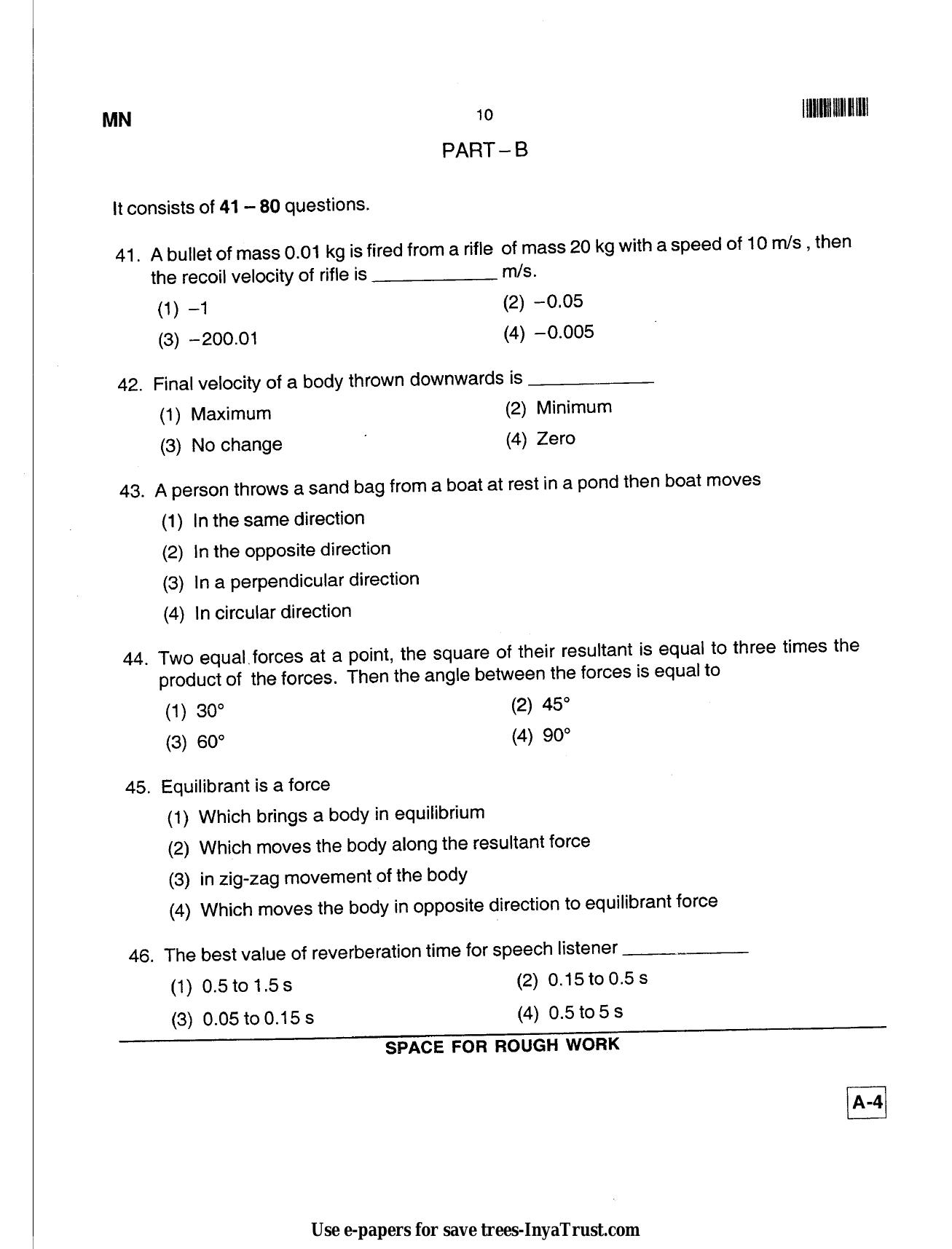 Karnataka Diploma CET- 2013 Mining Engineering Question Paper - Page 10