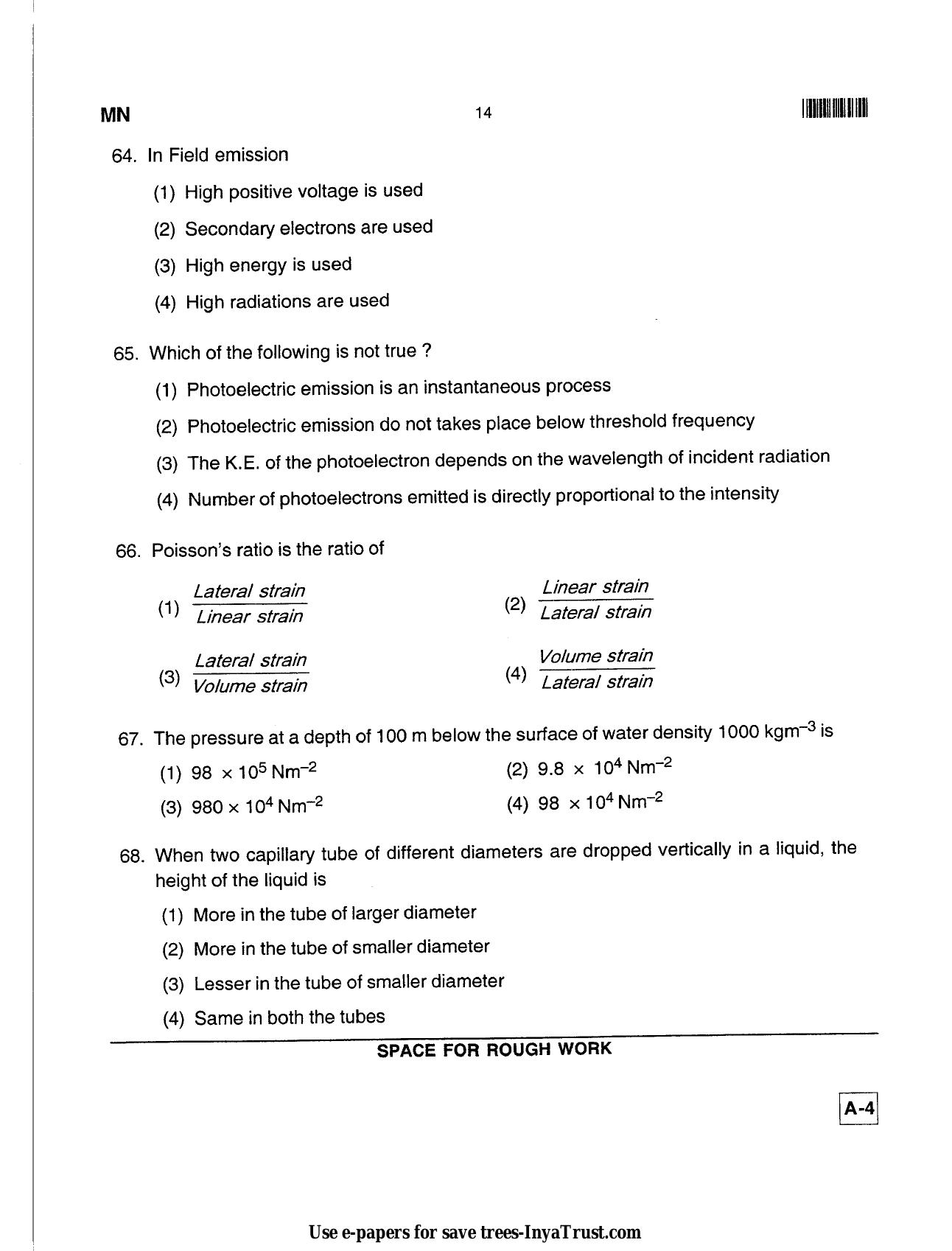 Karnataka Diploma CET- 2013 Mining Engineering Question Paper - Page 14